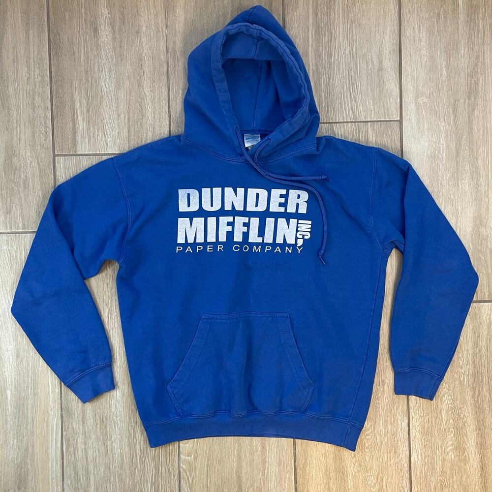 The Office Dunder Mifflin Hoodie Mens Medium Blue Graphic Sweatshirt